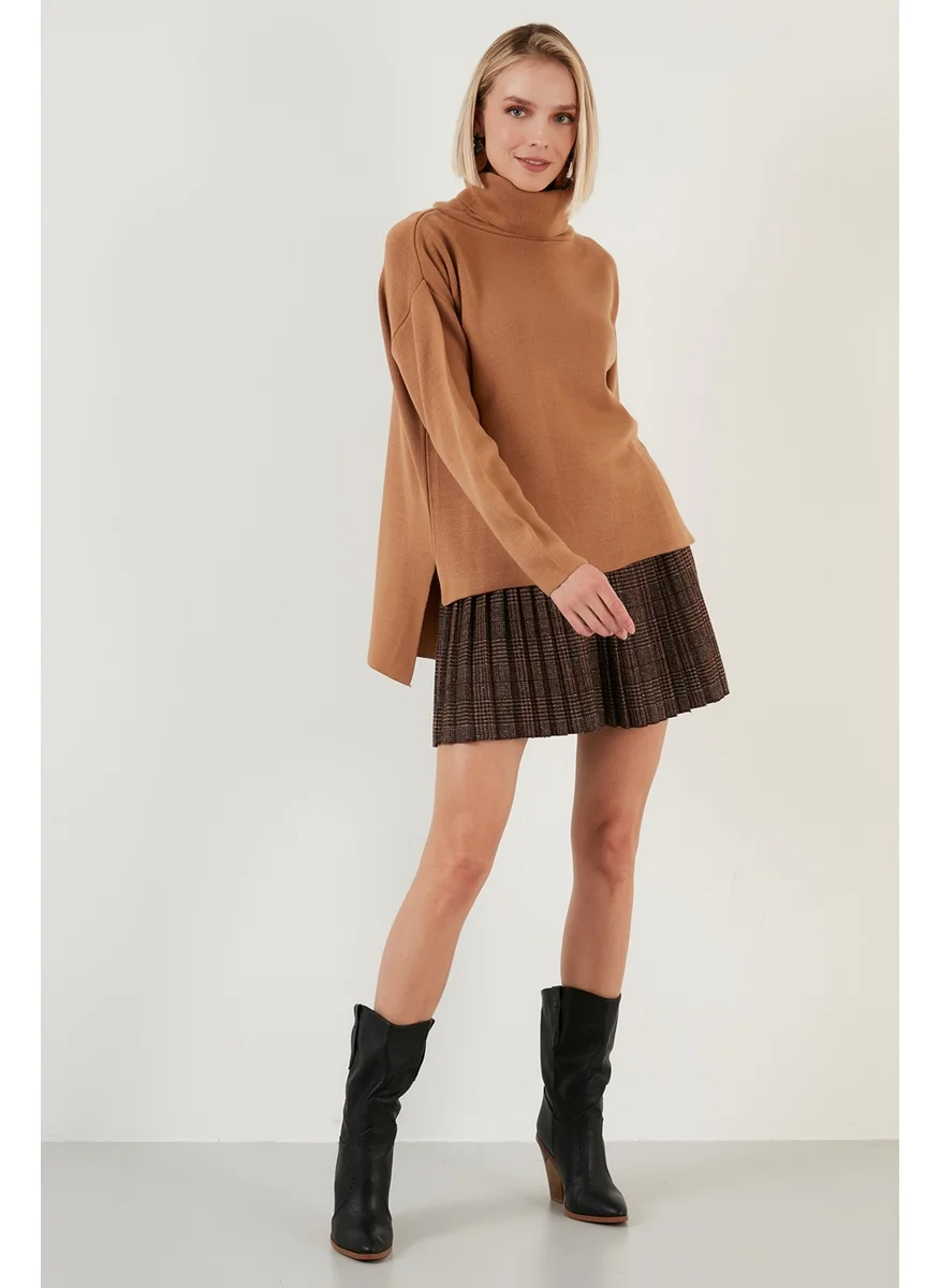ليلا Lela Short on the Front Long on the Back Turtleneck Knitwear Sweater Women's Sweater 6321048