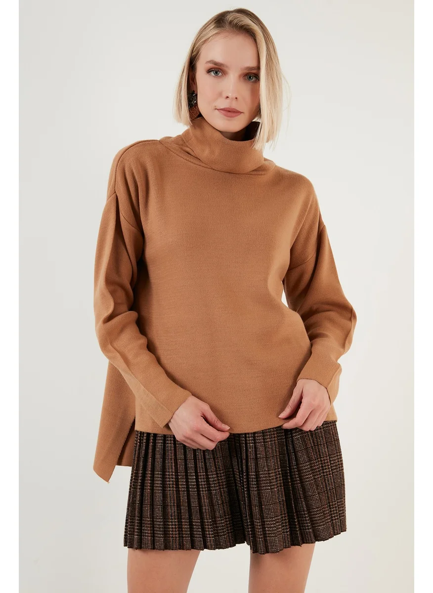 ليلا Lela Short on the Front Long on the Back Turtleneck Knitwear Sweater Women's Sweater 6321048
