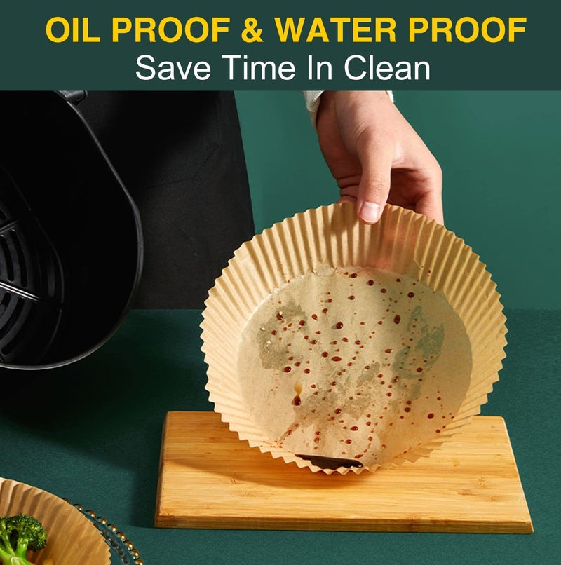MUOOMU Air Fryer Disposable Paper Liner 100Pcs Non-Stick Round Parchment Paper Air Fryer Accessories Oil Proof Water Proof Cooking Baking Roasting Filter Paper For Microwave Oven Frying Pan(7.9Inch) - Image 4