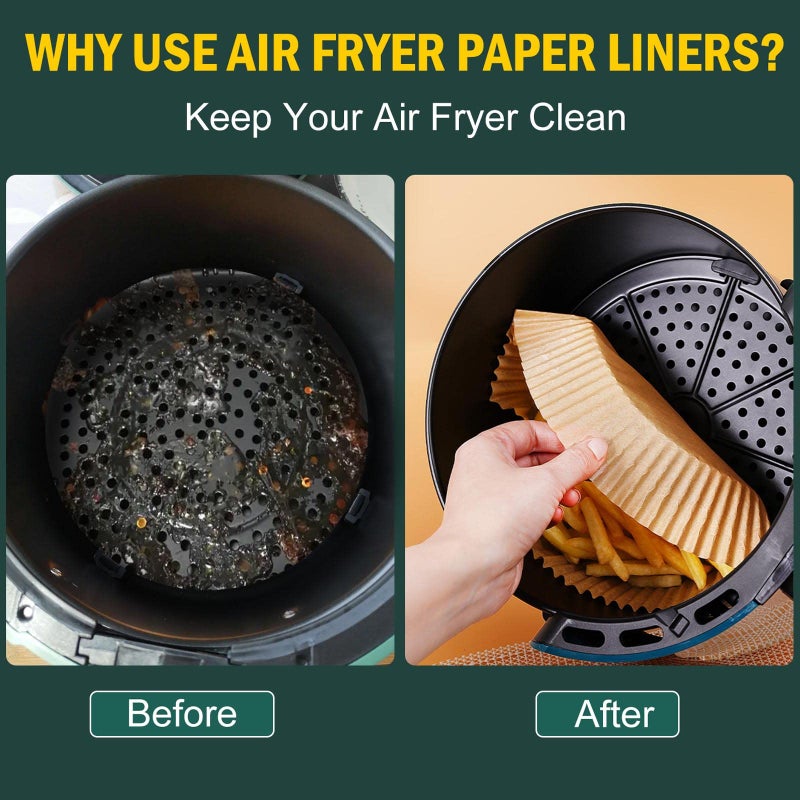 MUOOMU Air Fryer Disposable Paper Liner 100Pcs Non-Stick Round Parchment Paper Air Fryer Accessories Oil Proof Water Proof Cooking Baking Roasting Filter Paper For Microwave Oven Frying Pan(7.9Inch) - Image 3