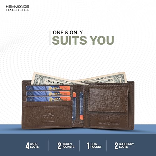 HAMMONDS FLYCATCHER RFID Protected Bi-Fold Wallet for Men Leather Original, Mens Wallet, Leather Wallets for Men, Classic Purse with 4 Card Slots, Coin Pocket, Gift for Mens - Brushwood - Image 4