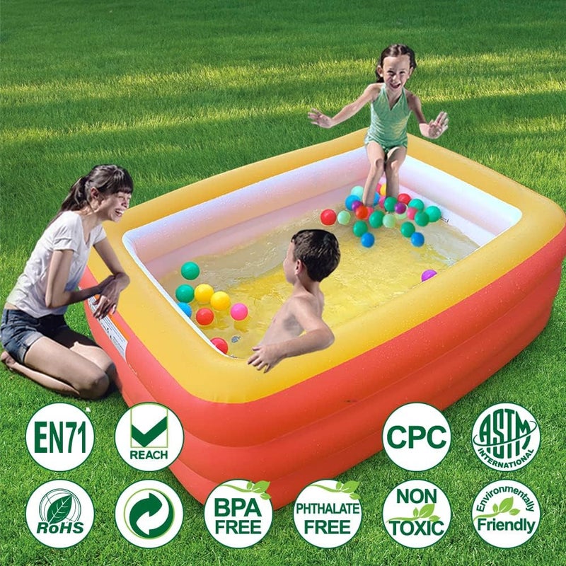 XFlated Kiddie Pools, Inflatable Swimming Pool with Soft Floor, Durable 59 inches Swim Play Kids Pool for Garden or Backyard or Indoor (Orange) - Image 2