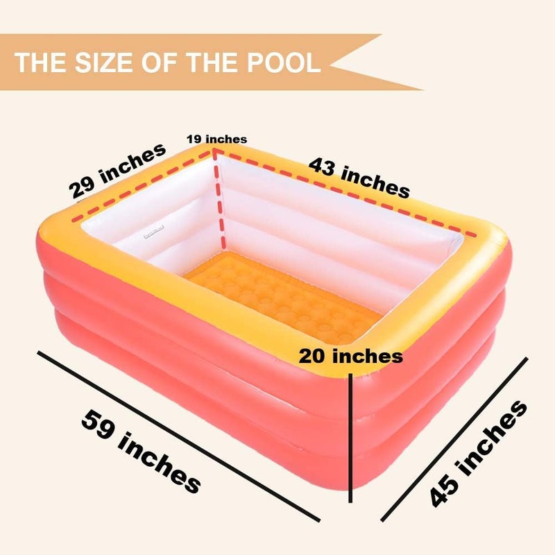 XFlated Kiddie Pools, Inflatable Swimming Pool with Soft Floor, Durable 59 inches Swim Play Kids Pool for Garden or Backyard or Indoor (Orange) - Image 5