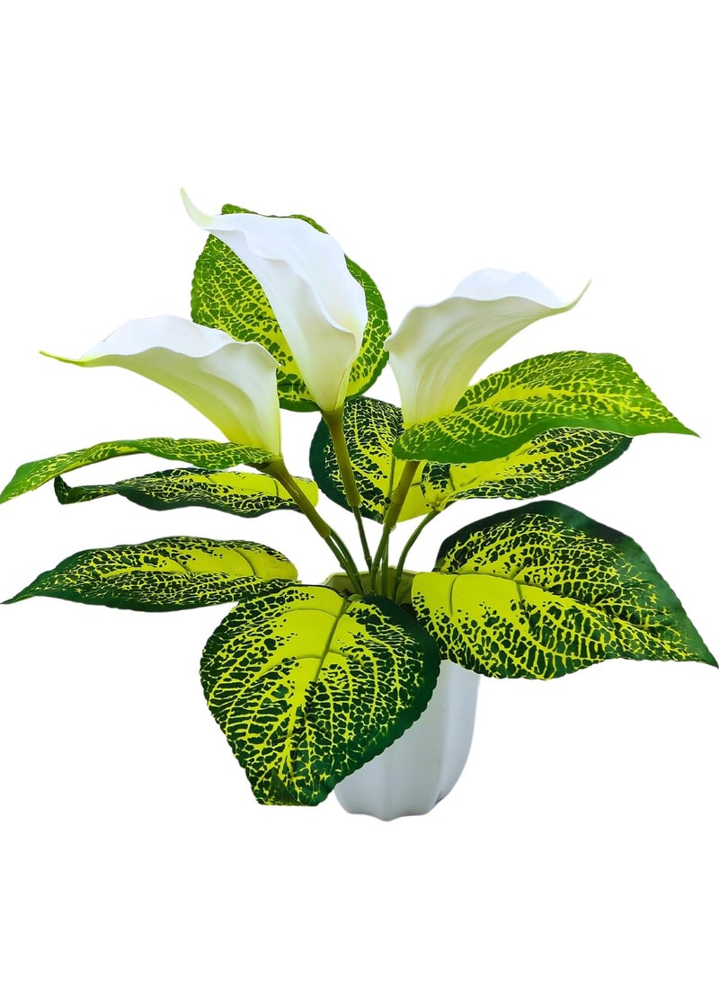 fancymart fancymart Artificial Calla Lily Flower with Plastic Pot White 1 Piece Home and Office Dcor Artificial Flora 8450  - Image 1