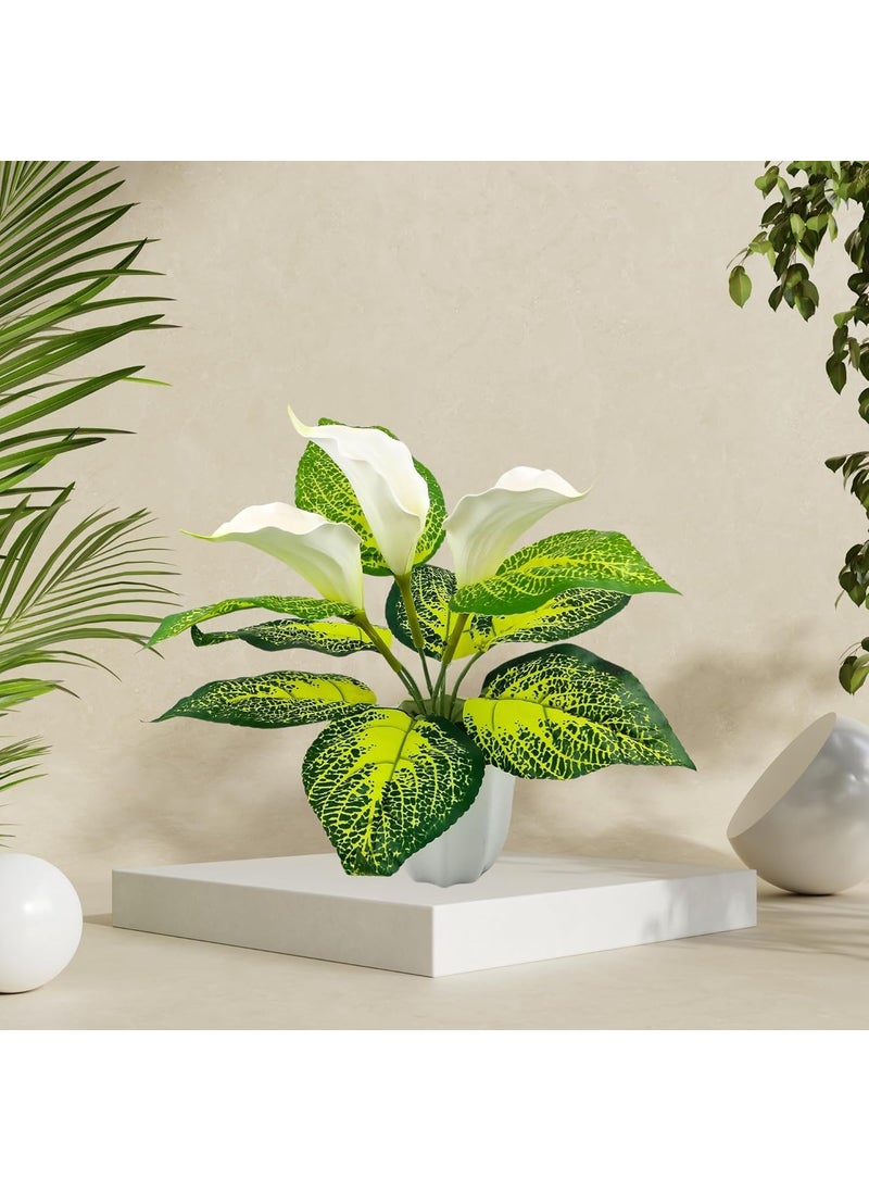 fancymart fancymart Artificial Calla Lily Flower with Plastic Pot White 1 Piece Home and Office Dcor Artificial Flora 8450  - Image 2
