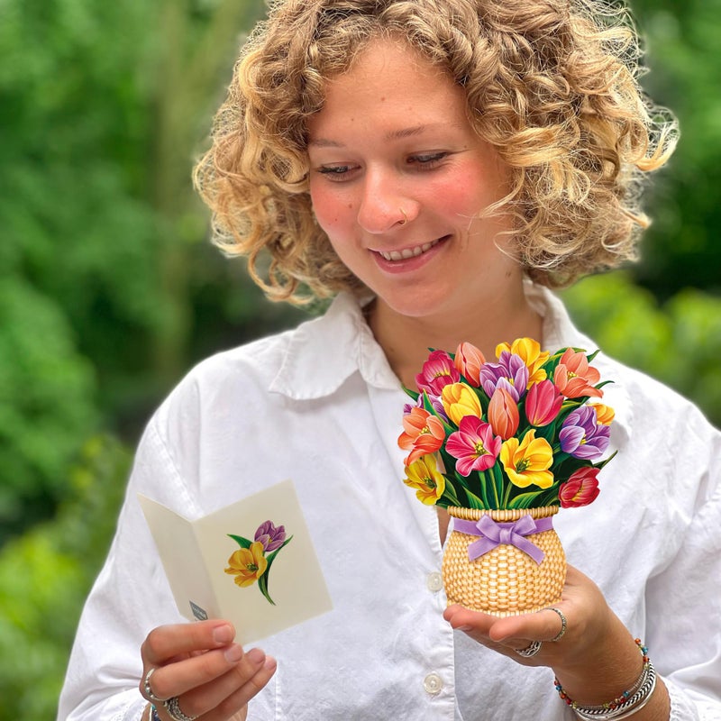 Freshcut Paper Pop Up Cards, Garden Favorites, 6 inch Mini Sized Paper Flower Bouquet 3D Popup Greeting Cards, Birthday Card, Thank You Card, Blank Notecards & Envelopes, Pack of 5 - Image 4