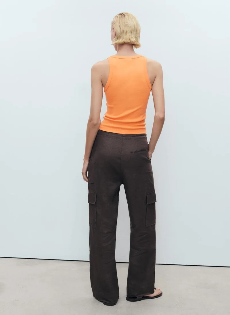 مانجو Ribbed Cotton-Blend Top