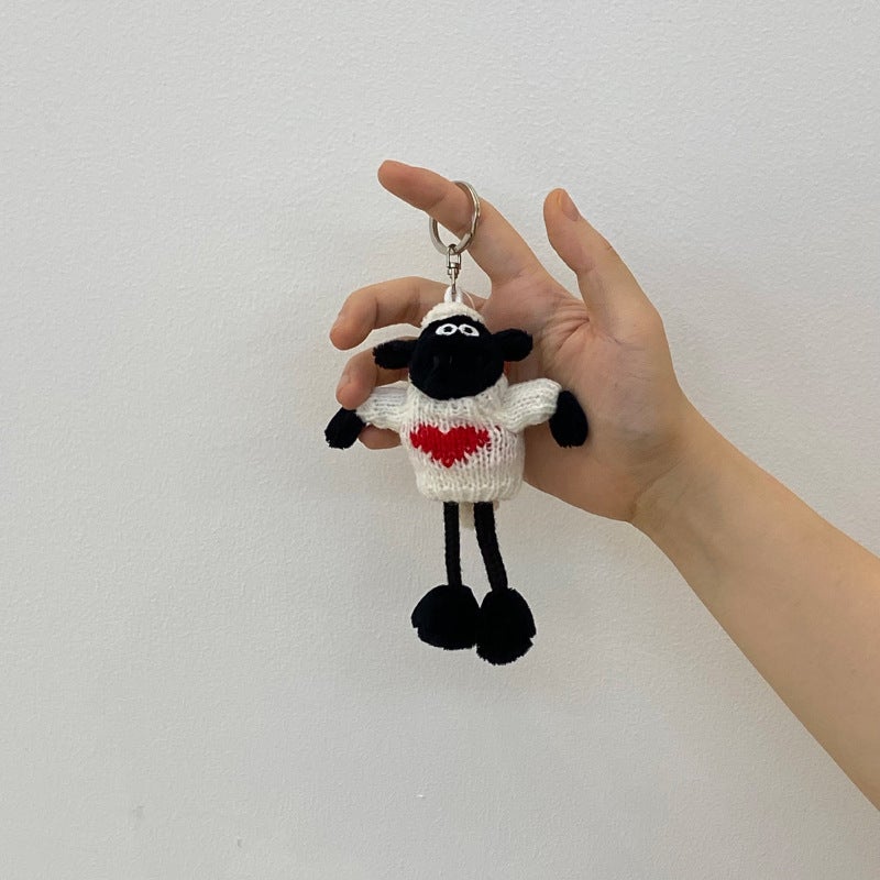 Black Sheep Plush Keychain Cartoon Couple Charm Red and White Love Lamb