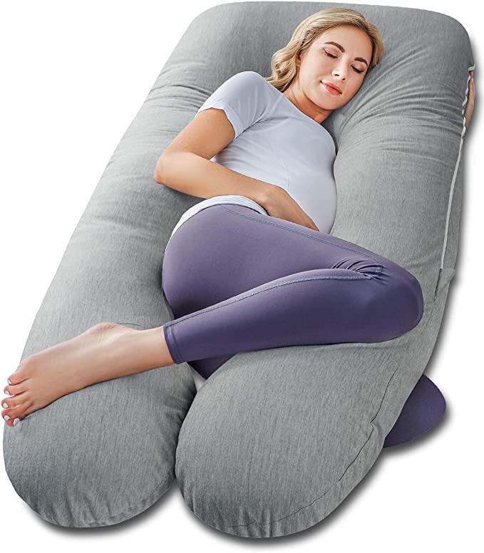 Kwality Dreams Kwality Dreams Full Body Pregnancy Pillow Comfortable U Shape Maternity Pillow Gift for Pregnant Sleeping 6 Months Warranty Removable and Washable Cotton Cover with Zipper 150 cm Darkgrey - Image 1