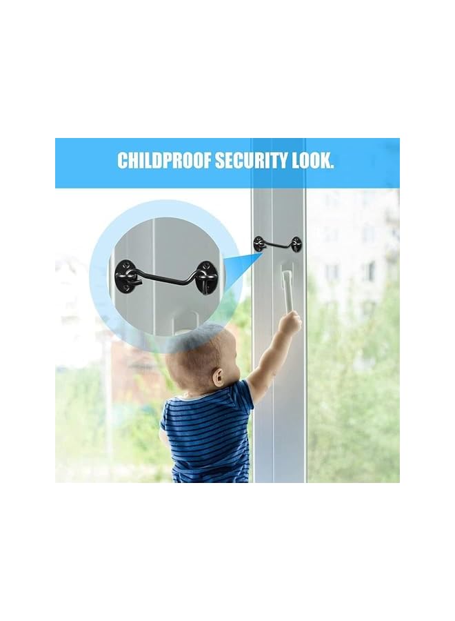 PROMASS 3 Pcs Stainless Steel Hook and Eye Latches, Privacy Hook and Eye Latches, Rust and Corrosion Resistant, With Mounting Screws, For Security And Privacy, for Barn Doors, Garages, Windows, Closets - Image 3