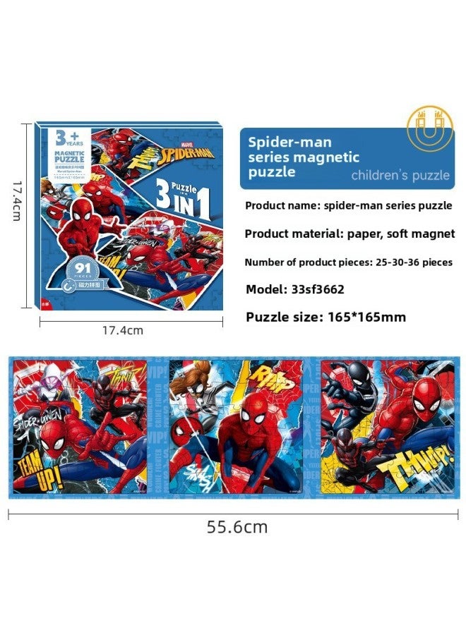 Disney Magnetic Puzzle Children's Educational Magnetic Boys And Girls Early Childhood Education Three-in-One Puzzle Magnetic Toys-Color:Spider-man (3-in-1) - Image 1