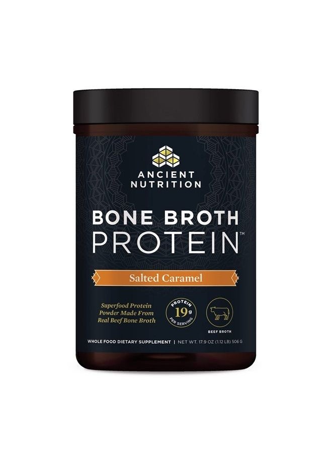 Ancient Nutrition - Bone Broth Protein Powder, Salted Caramel, 19g Protein per Serving, Beef, Supports Healthy Skin, Gut Health, Joint Supplement, Gluten Free, Paleo and Keto Friendly, 20 Servings - Image 1