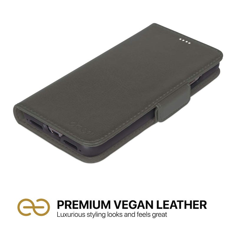 Dreem Fibonacci 2-in-1 Wallet Case for Apple iPhone 11 Pro Max - Luxury Vegan Leather, Magnetic Detachable Shockproof Phone Case, RFID Card Protection, 2-Way Flip Stand - Grey - Image 4