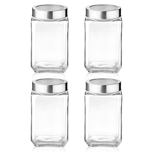 Treo By Milton Cube Storage Glass Jar, Set of 4, 1800 ml Each, Transparent| BPA Free | Storage Jar | Kitchen Organizer | Modular | Multipurpose Jar | Cookies Jar - Image 2