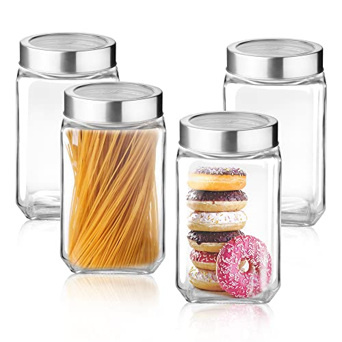 Treo By Milton Cube Storage Glass Jar, Set of 4, 1800 ml Each, Transparent| BPA Free | Storage Jar | Kitchen Organizer | Modular | Multipurpose Jar | Cookies Jar - Image 1
