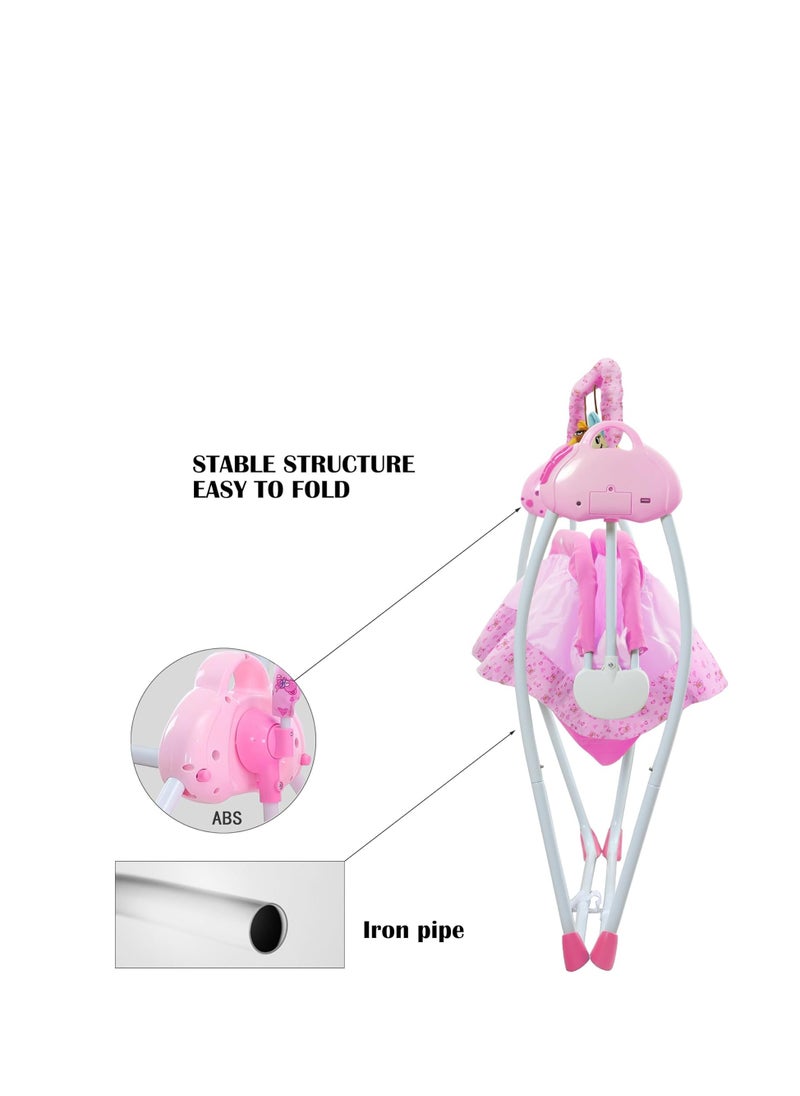 Generic - Portable Baby Bassinet, Rocking Cradle Adjustable 5 Gear Auto-Swing with Remote Control, Toys & Music Box for Infants and Toddlers (Pink) - Image 1