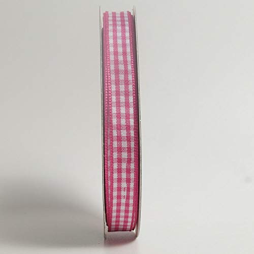 Micomon Pink and White Gingham Ribbon Hot Pink Gingham Ribbon 25 Yards Each Roll 100% Polyester (3/8", Hot.Pink) - Image 4
