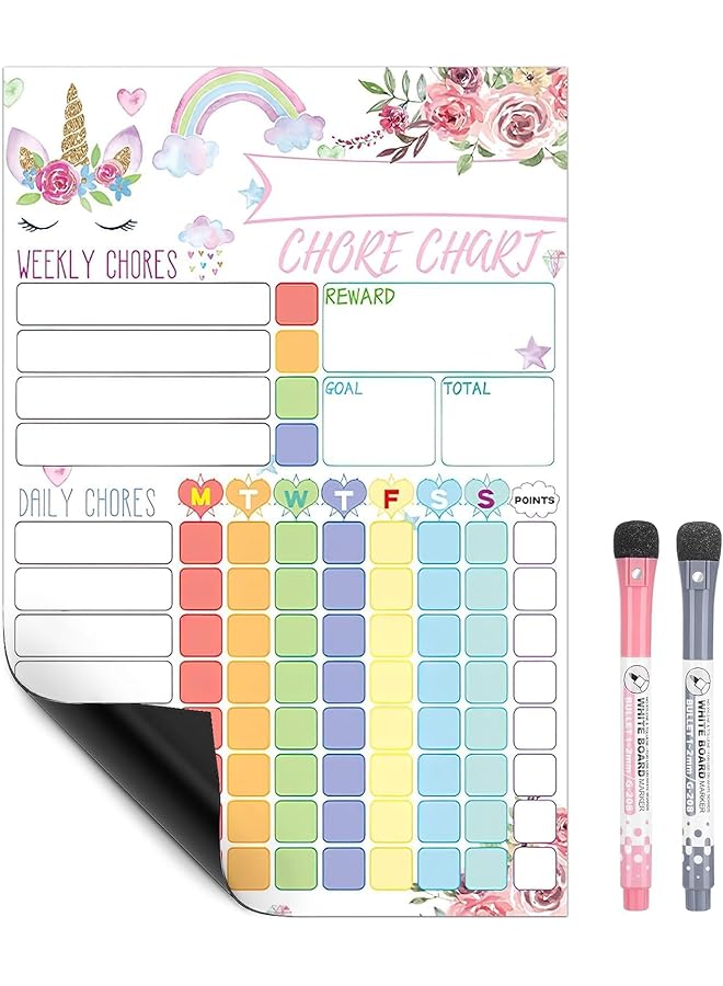erorex Magnetic Chore Chart For Kids Behavior Reward Chart For Kids Magnetic Dry Erase Chore Chart For Kids Developing A Good Sense Of Responsibility Wall Chart Magnetic Stickers - Image 1