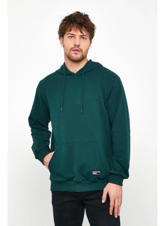 Mmetalic  Dark Green Men's Hooded Kangaroo Pocket Sweatshirt for Men | Best Price UAE
