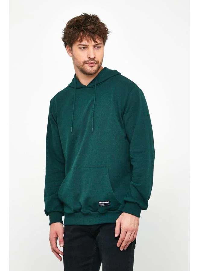 Mmetalic  Dark Green Men's Hooded Kangaroo Pocket Sweatshirt for Men | Best Price UAE