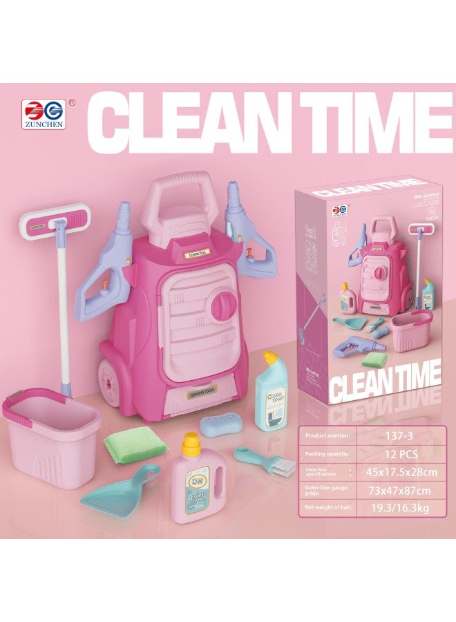 Play House Toy Cleaning Tool Set Vacuum Cleaner Broom Spray Bottle Boys And Girls Children's Toys-Color:48 Sanitary Ware
