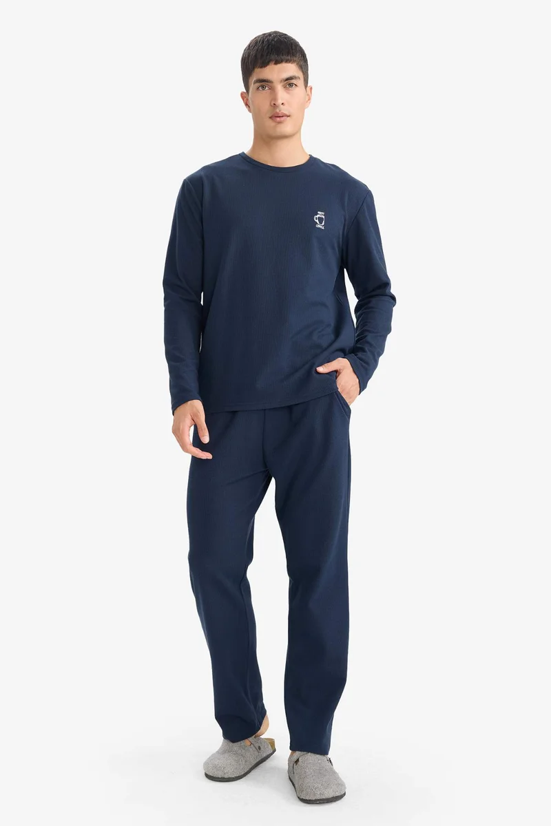 ديفاكتو Regular Fit Waffle Top Bottom 2 Piece Pajama Set