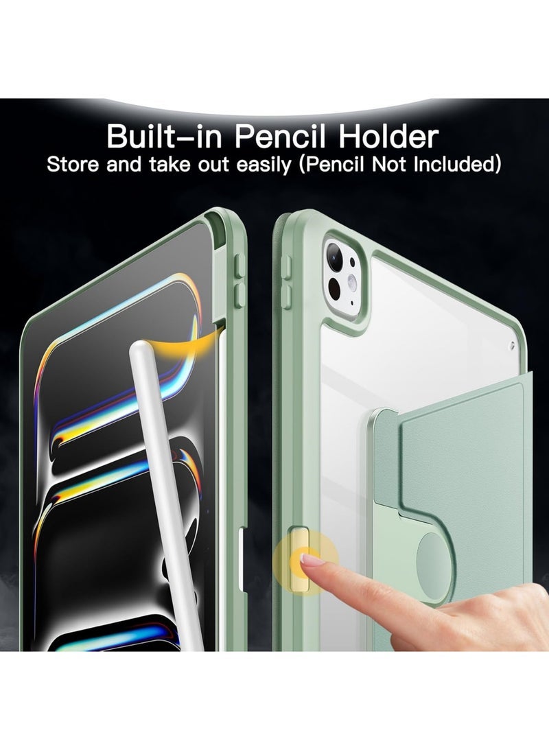 DUSALA Rotating Case for iPad Pro 11-Inch M4 (2024) with Pencil Holder, 360 Degree Rotation Protective Stand Cover Clear Back, Auto Wake/Sleep - Image 5