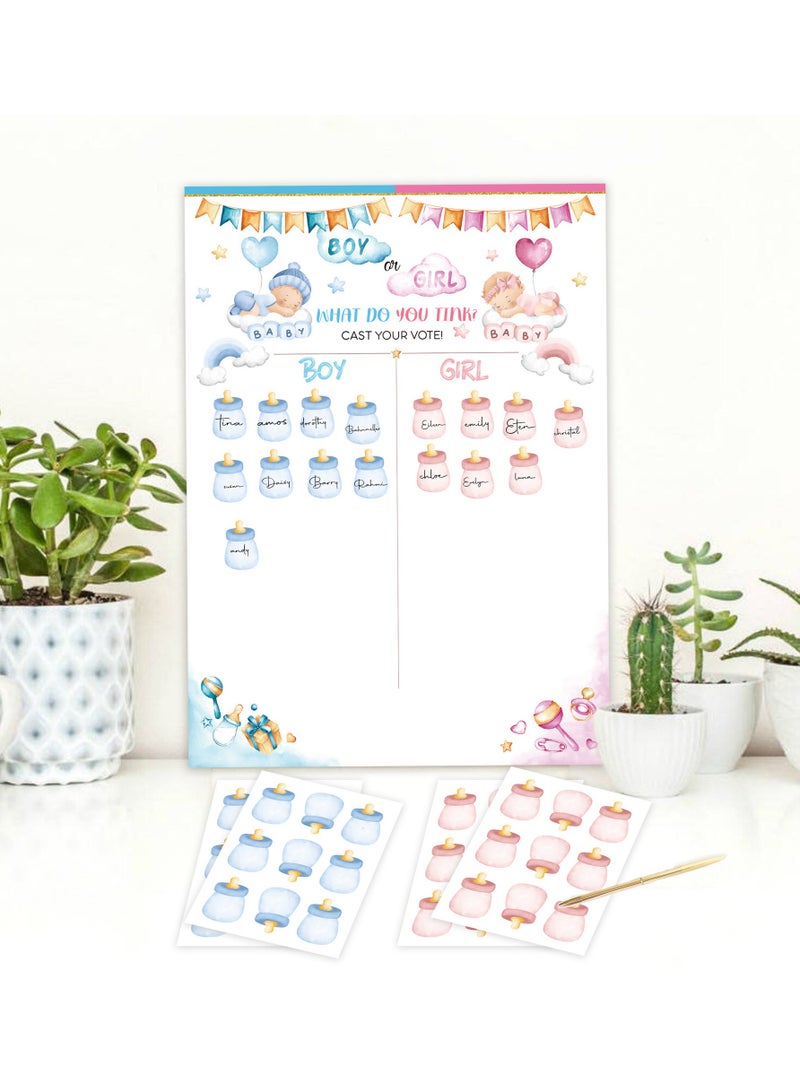 BOY OR GIRL cute bottle BABY gender reveal party ballot sticker poster BABY SHOWER - Image 3