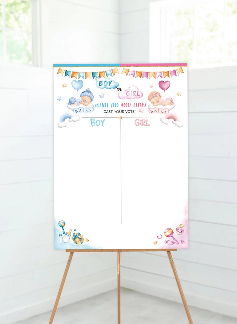 BOY OR GIRL cute bottle BABY gender reveal party ballot sticker poster BABY SHOWER - Image 4