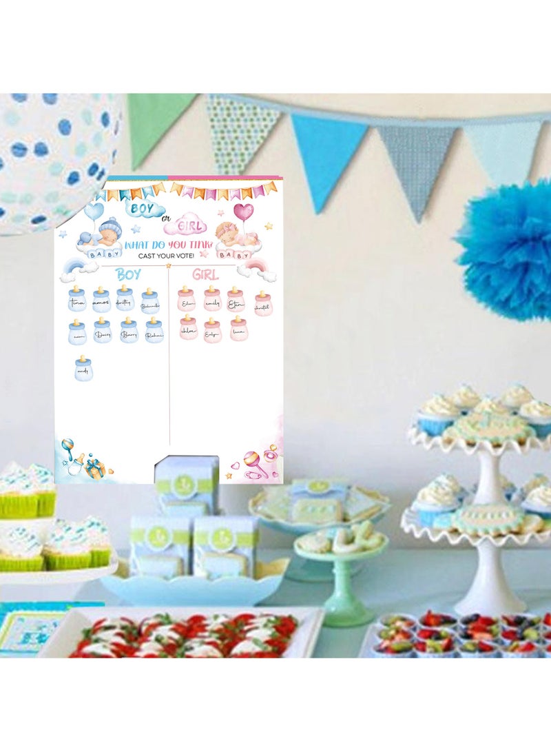 BOY OR GIRL cute bottle BABY gender reveal party ballot sticker poster BABY SHOWER - Image 5
