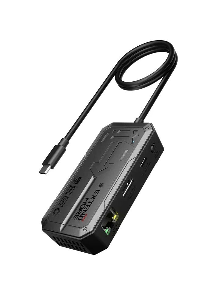 Plextone Pro 6-in-1 Type-C Adapter lets you take advantage of 6 diverse ports in a compact device, whether you need to connect a 4K display, charge your devices at super-fast PD speeds of up to 100W, a lightning-fast internet connection port, a Type-C port for connecting devices, and two USB ports for high-speed data transfer, black. - Image 1