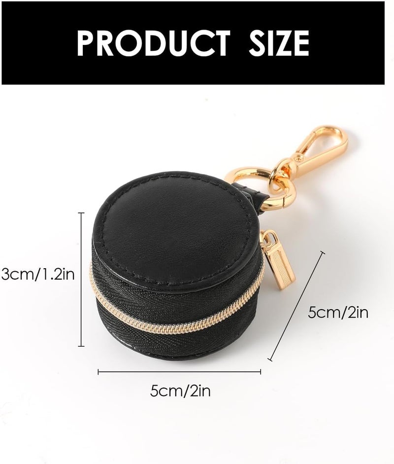 Mini Travel Holder Storage Ring Pouch keychain with Keychain Leather Mini Ring Case. (black) - Image 2