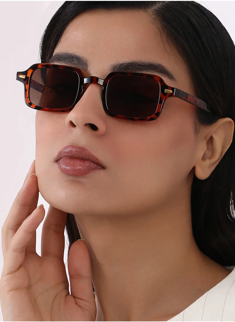 Haute Sauce Women's The Sonic Rectangular Sunglass - Coffee Brown