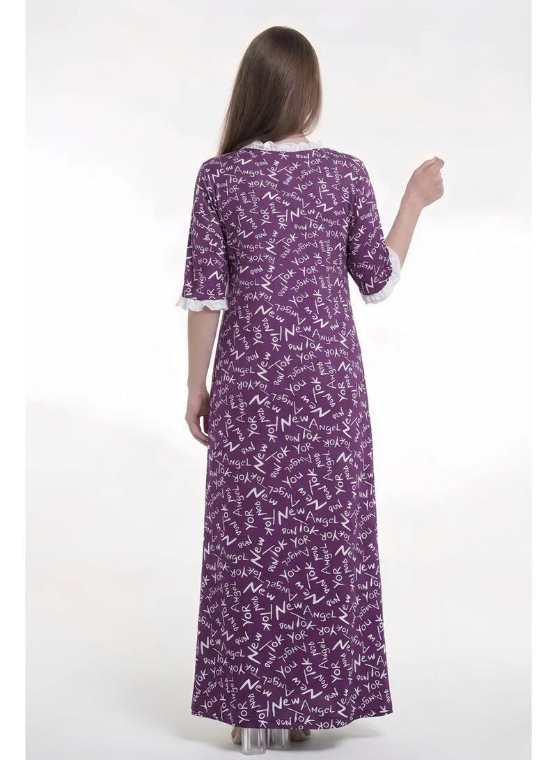 Al Bent Al Sharqieh Purple Women Maxi Printed Cotton Sleeping Dress for Women | Best Price UAE