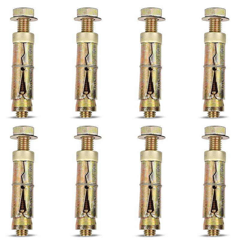 Venom Iron Metal Wall Anchor Brass Fasteners Golden Bullet Anchor Bolt Screw I Bolt (12MM, 10 Pieces) - Image 1