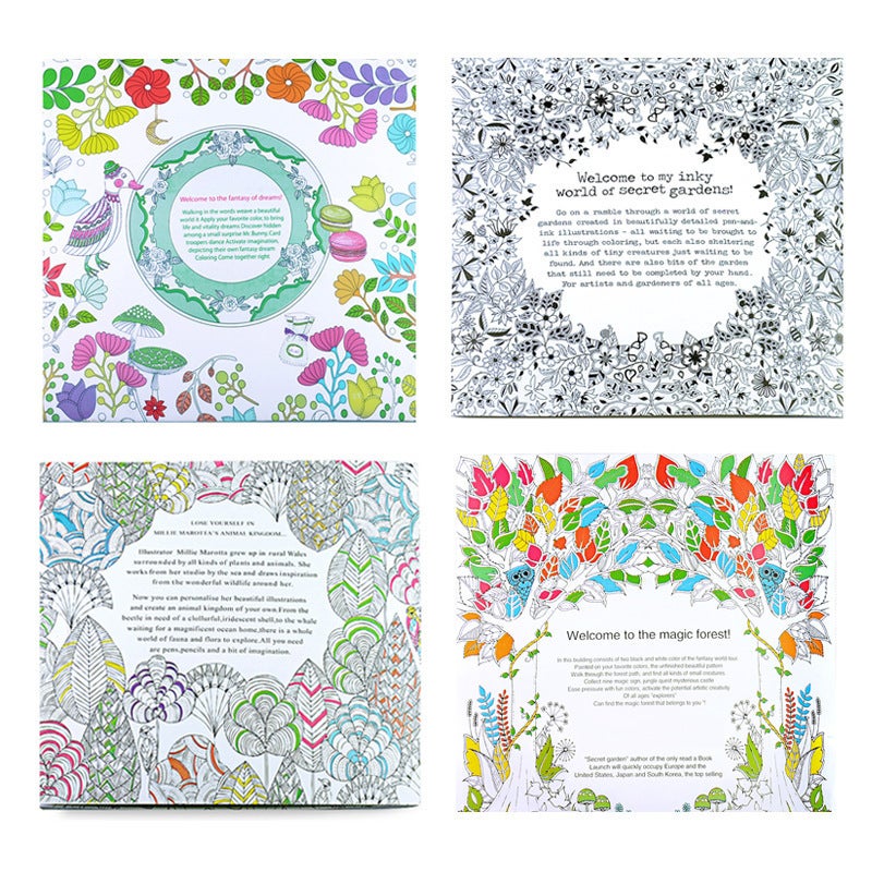 English Version Of Secret Garden Kidsren'S Stress-Reducing Hand-Painted Coloring Book Painted Mandala Large Painting Book - Image 3