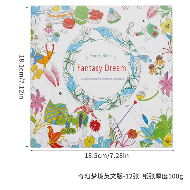 English Version Of Secret Garden Kidsren'S Stress-Reducing Hand-Painted Coloring Book Painted Mandala Large Painting Book - Image 1
