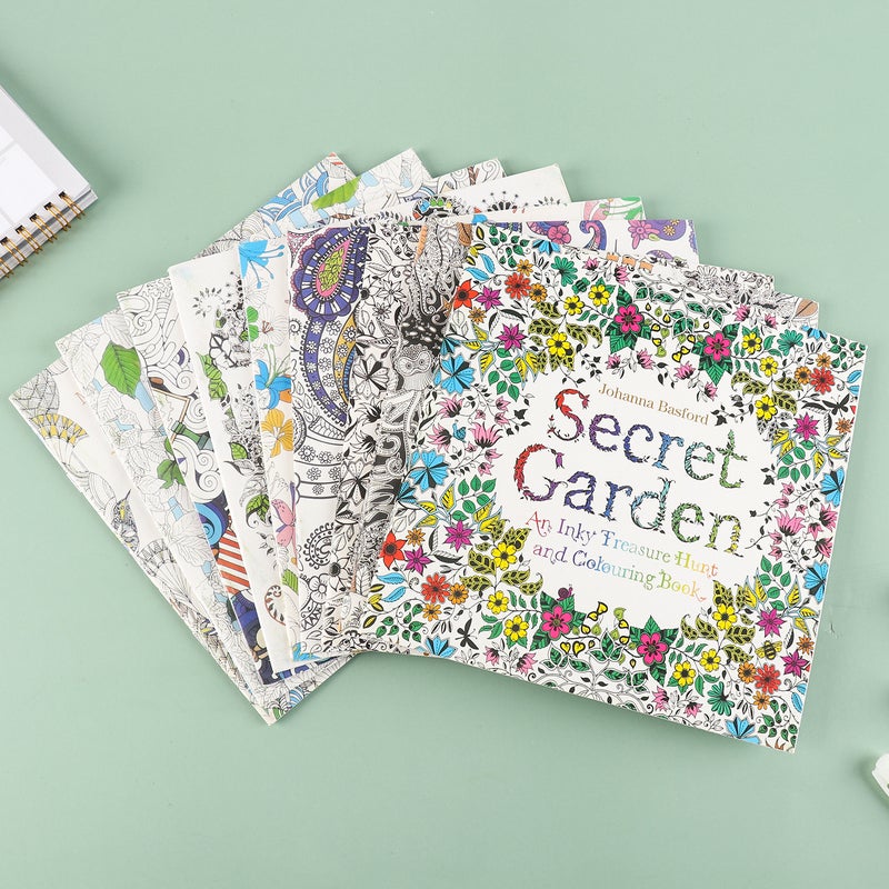 English Version Of Secret Garden Kidsren'S Stress-Reducing Hand-Painted Coloring Book Painted Mandala Large Painting Book - Image 2