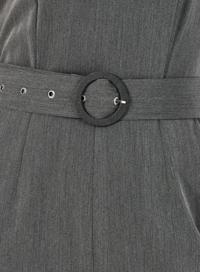 ستايلي جمبسوت بلا أكمام بحزام بلون سادة