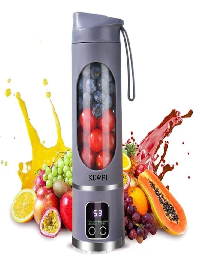 KUWEI Portable blender,USB-C rechargeable,Personal compact travel juicer cup15OZ for Shakes, Smoothies,Fresh juice,Self-cleaning,Leakproof lid, Smart time display,12 blades,with strong blending Purple - Image 1