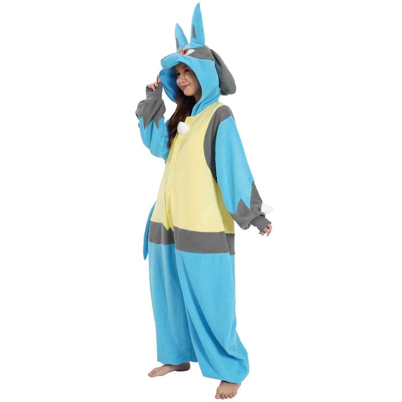 SAZAC Lucario Pokemon Adult Kigurumi - Premium Unisex Blue Onesie Costume for Cosplay, Ultra Cozy Loungewear, Easy Care Halloween Outfit - Image 4
