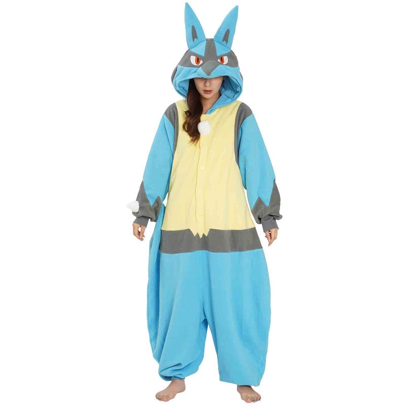 SAZAC Lucario Pokemon Adult Kigurumi - Premium Unisex Blue Onesie Costume for Cosplay, Ultra Cozy Loungewear, Easy Care Halloween Outfit - Image 1