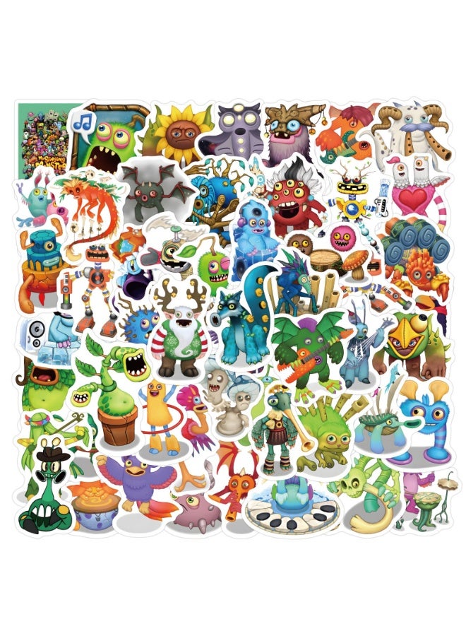 NIBEMINENT 60 Pcs My Singing Monster Deco Kit Waterproof Stickers, High Definition Printing Bright Colors, Suitable for Laptop Skateboard Luggage Water Bottle Guitar DIY  - Image 2