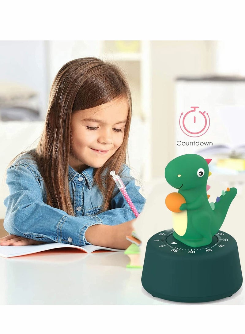 Kitchen Timer, Cute Cartoon Dinosaur Timer Mechanical Counters Timer, Animal Digital Countdown Timer for Kids Home Office Worker Student (Dark Green)  - Image 2