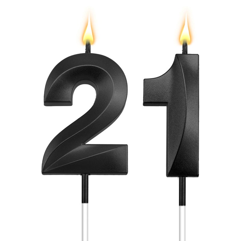 STARKET 21st Birthday Candles 21st Birthday Decorations for Him 21 Candles for Cake Happy 21 Birthday Cake Topper 21 Candle / 12 Candle 21 Topper 21st Decorations Black Birthday Candles - Image 1