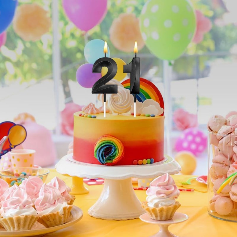 STARKET 21st Birthday Candles 21st Birthday Decorations for Him 21 Candles for Cake Happy 21 Birthday Cake Topper 21 Candle / 12 Candle 21 Topper 21st Decorations Black Birthday Candles - Image 5