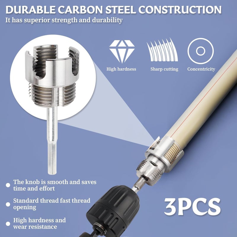 6 Pieces Heavy Duty Internal External Pipe Thread Tool Set 3 Dies 3 Extension Rods Compatible with Drilling Machines Electric Drills PVC Plastic Pipe Threads Suitable for 1 2 Inch 3 4 Inch 1 Inch Pipes Material Plastic Carbon Steel - Image 5