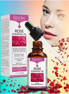Rose Essential Oil Face Rose Oil Moisturizer Rose Oil Anti Ageing and Anti Wrinkle Serum Rose Oil for Face Skin Care Reduce Fine Lines and Skin Marks Face Serum with Rose Extract 30ml