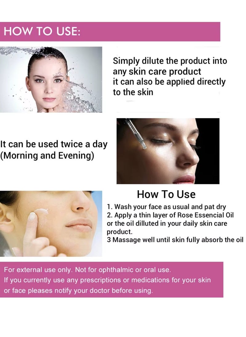kizenka - Rose Essential Oil Face Rose Oil Moisturizer Rose Oil Anti Ageing and Anti Wrinkle Serum Rose Oil for Face Skin Care Reduce Fine Lines and Skin Marks Face Serum with Rose Extract 30ml - Image 1