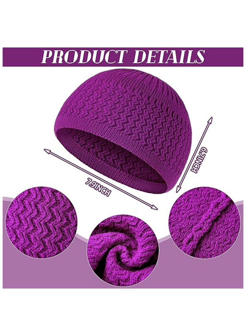 9 Pieces Winter Knit Kufi Hats Skull Caps for Men Women Muslim Liner Ramadan Crochet Beanie  - Image 2